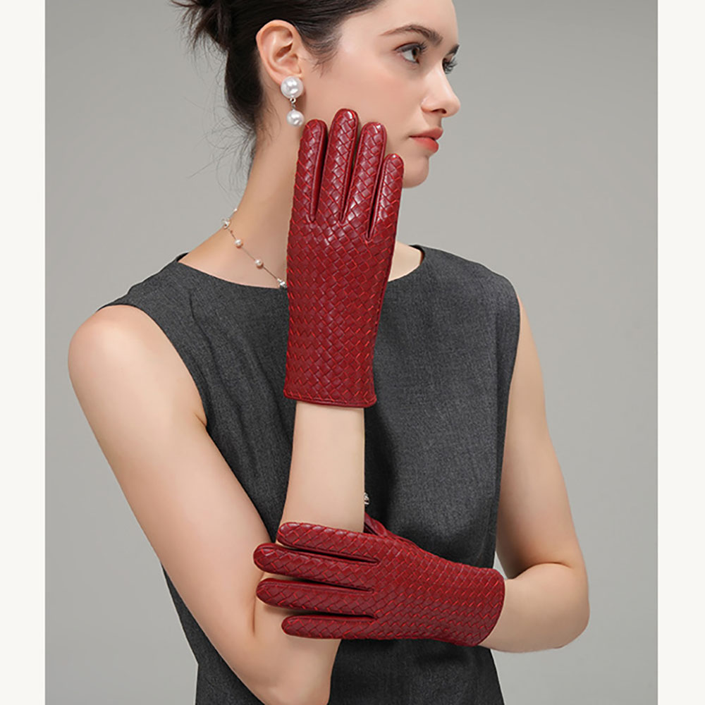 Wool Glove Lined - Luvas de Couro Genuíno para Mulheres